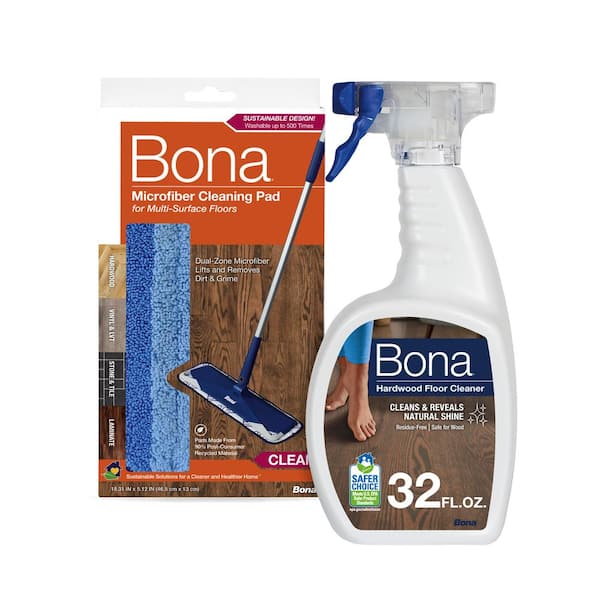Bona 32 oz. Hardwood Floor Cleaner with Microfiber Wet Mop Pad Refill AX0003613