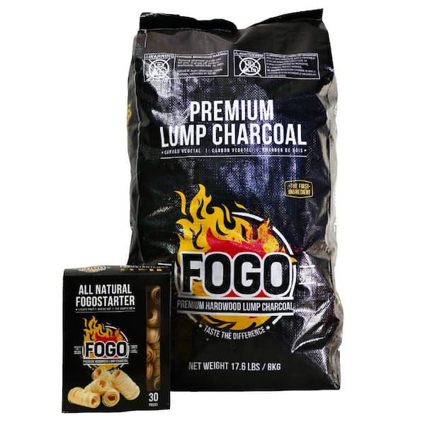 FOGO 17.6 lb Premium Lump Charcoal and Natural Firestarter Combo Kit FB17+FS30