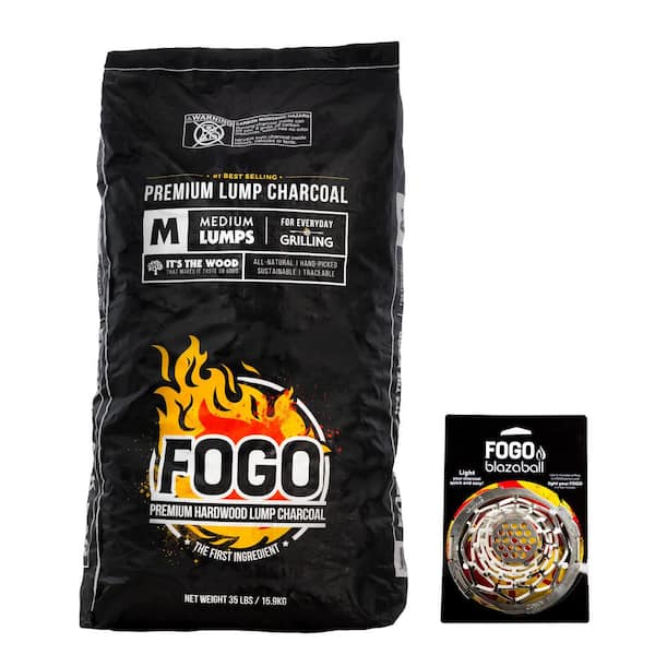 FOGO 35 lbs. Premium Lump Charcoal and Blazaball Chimney FB35+BL