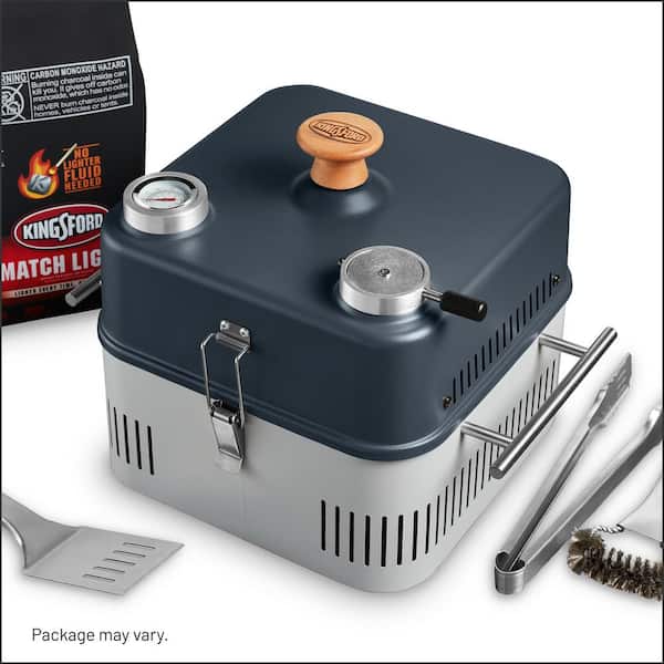Kingsford Portable Charcoal Grilling Kit in Gray with 4 lb Kingsford Charcoal and Grilling Tools 10044600603916