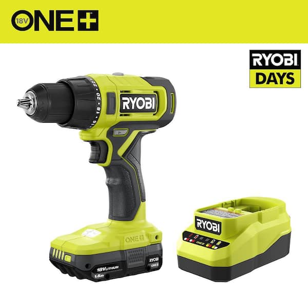 RYOBI ONE+ 18V Cordless 1/2 in. Drill/Driver Kit with (1) 1.5 Ah Battery and Charger PCL206K1