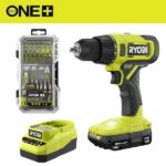 RYOBI ONE+ 18V Cordless 1/2 in. Drill/Driver Kit with 1.5 Ah Battery, Charger, and Diamond Grit Driving Set (52-Piece) PCL206K1-A965201