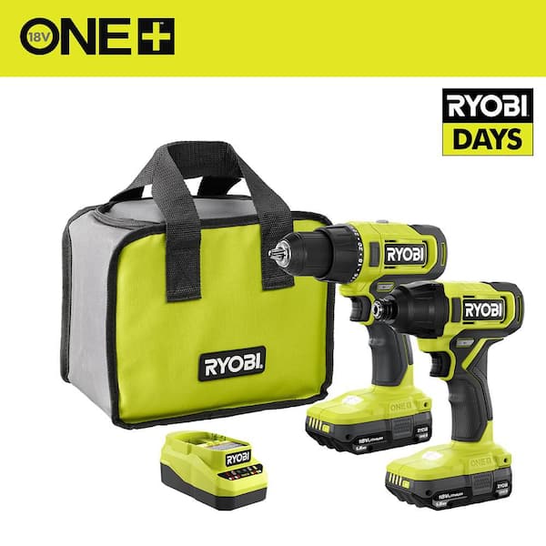 RYOBI ONE+ 18V Cordless 2-Tool Combo Kit with Drill/Driver, Impact Driver, (2) 1.5 Ah Batteries, and Charger PCL1200K2