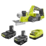 RYOBI ONE+ 18V Cordless 3-1/4 in. Planer Kit with (1) 2.0 Ah Battery, (1) 4.0 Ah Battery, and Charger P611K2SB