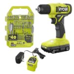RYOBI ONE+ 18V Cordless 3/8 in. Drill/Driver Kit with 1.5 Ah Battery, Charger, and Drill and Impact Drive Kit (40-Piece) PCL201K1-A98401