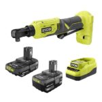 RYOBI ONE+ 18V Cordless 3/8 in. Ratchet Kit with (1) 18V 2.0 Ah Battery, (1) 18V 4.0 Ah Battery, and Charger P344K2SB