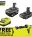 RYOBI ONE+ 18V Lithium-Ion 4.0 Ah Battery, 2.0 Ah Battery and Charger Kit with FREE ONE+ Cordless 10 oz. Caulk & Adhesive Gun PSK106SB-PCL901B