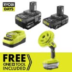 RYOBI ONE+ 18V Lithium-Ion Kit with 2.0 Ah and 4.0 Ah Batteries, Charger with FREE ONE+ 18V Cordless Power Scrubber PSK106SB-P4510