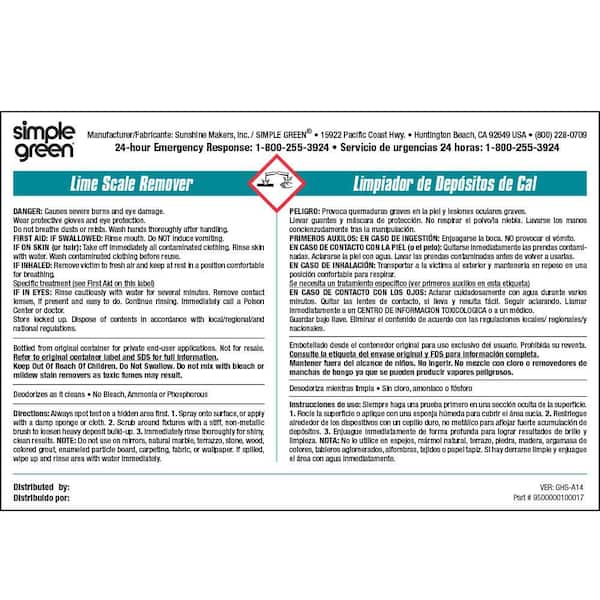 Simple Green Lime Scale Remover Secondary Label (10-Pack) 9510001000017